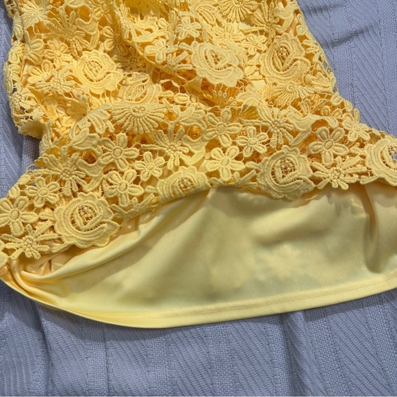 Lulus "Love Poem" mini dress, yellow, spring, summer, lace, no size tag - Picture 7 of 10